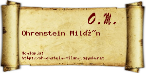 Ohrenstein Milán névjegykártya